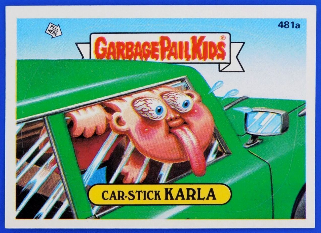 1988 Topps Garbage Pail Kids Series 12 Car Stick KARLA PUZZLE PREVIEW Card 481a