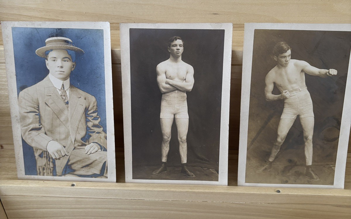Lot of 3 Vintage Jack Rieck Boxing RPPC Real Photo Postcards 1904-1918 Lot of 3 Vintage Jack Rieck Boxing RPPC Real Photo Postcards 1904-1918