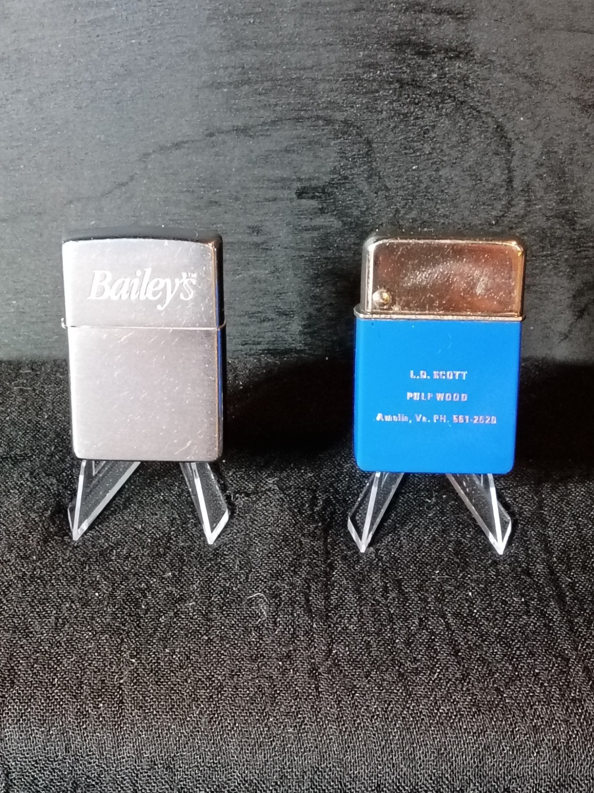 Vintage Lighter Lot of 2 - 2000 Zippo Bailey\'s Script & 1960s Park Sherman L.D.