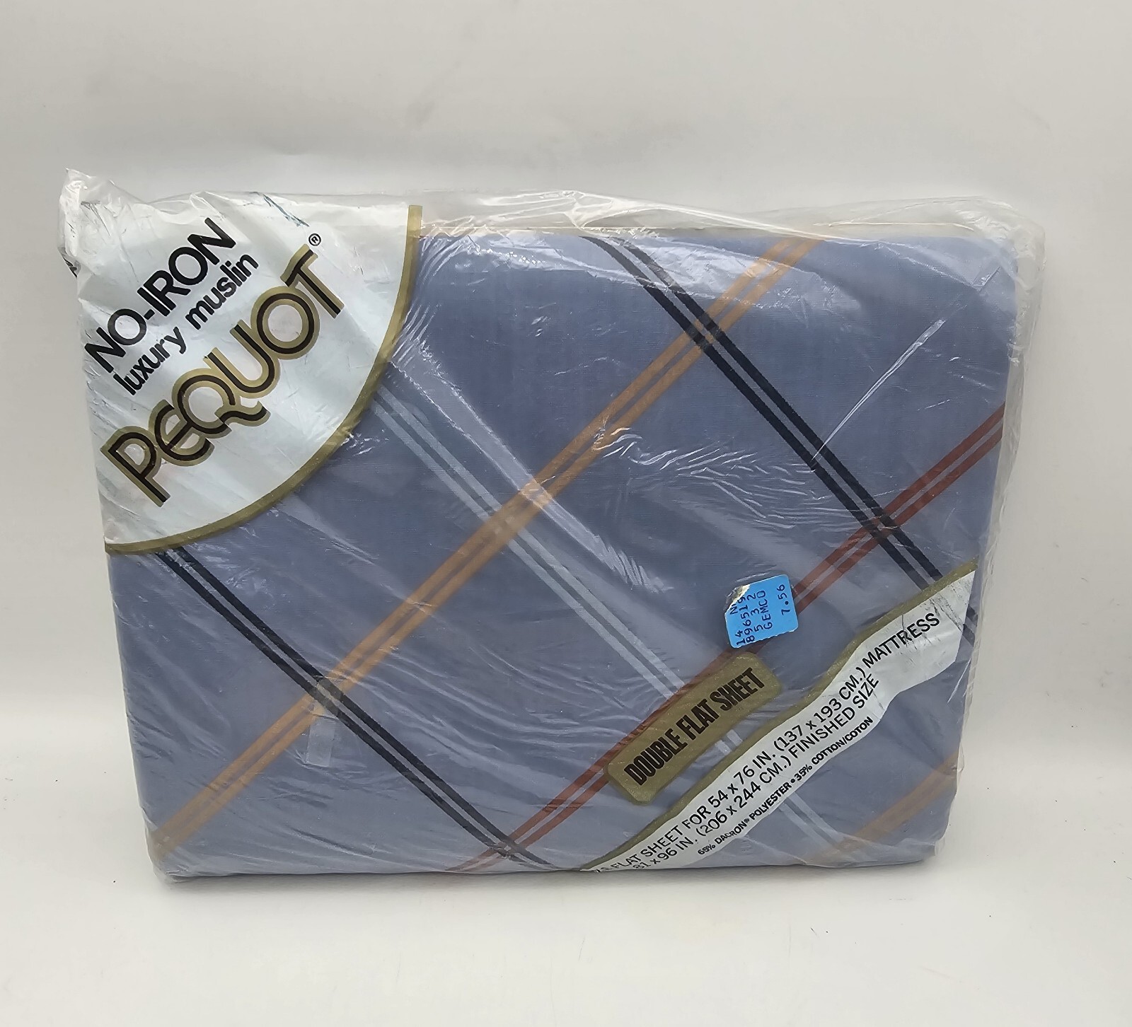Pequot No Iron Vintage Luxury Muslin Doubl Flat Sheet Blue Spings Mills NIP Pequot No Iron Vintage Luxury Muslin Doubl Flat Sheet Blue Spings Mills NIP