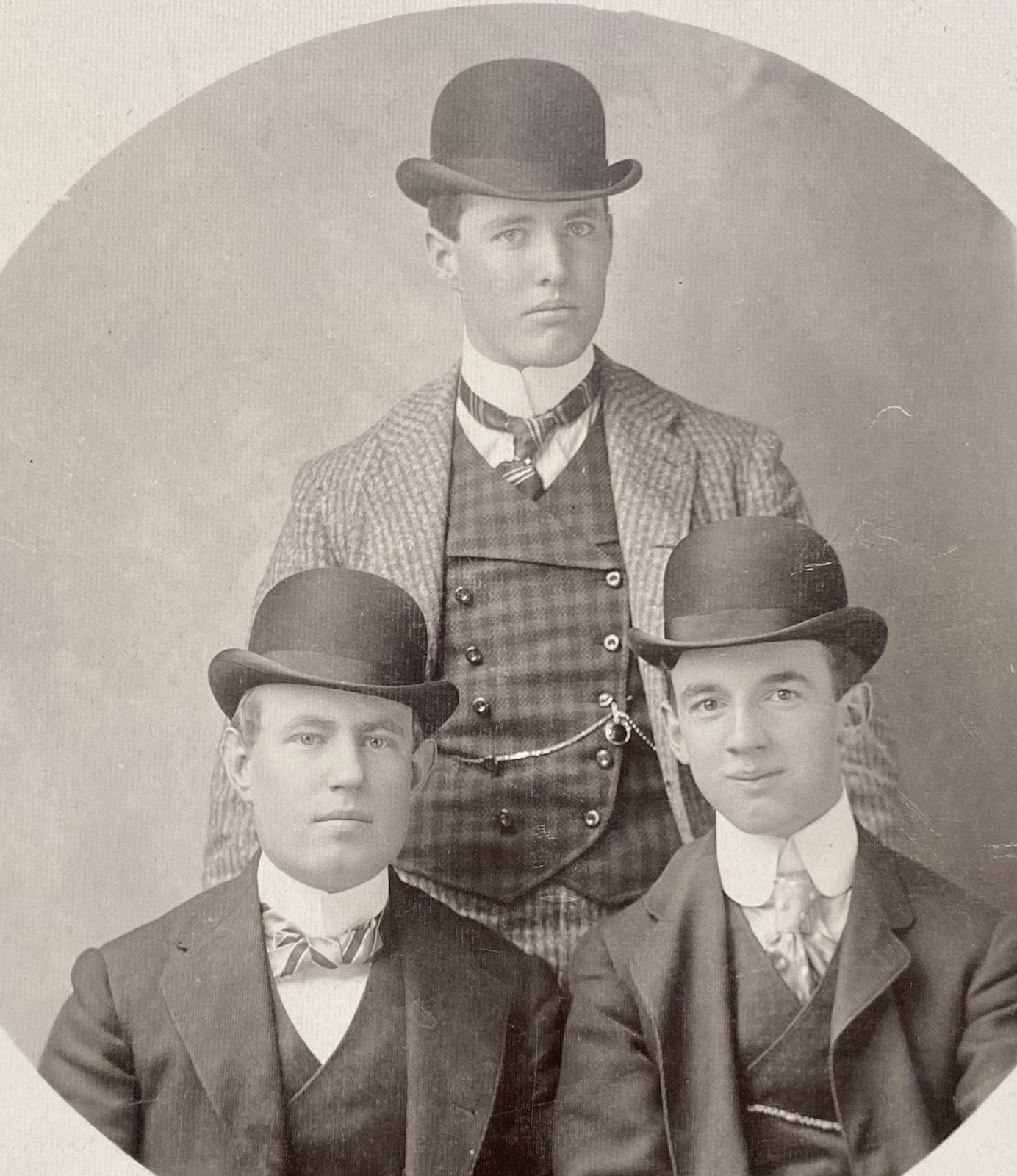 Handsome Young Men in Bowler Hats & Stylish Suits Antique Vintage Photo Handsome Young Men in Bowler Hats & Stylish Suits Antique Vintage Photo