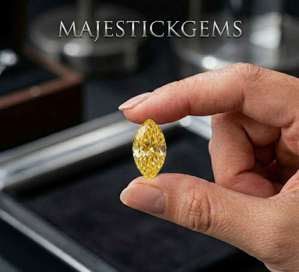 1 Ct Marquise Cut Yellow Lab Grown Diamond VVS1 Certified Loose Stone D Color