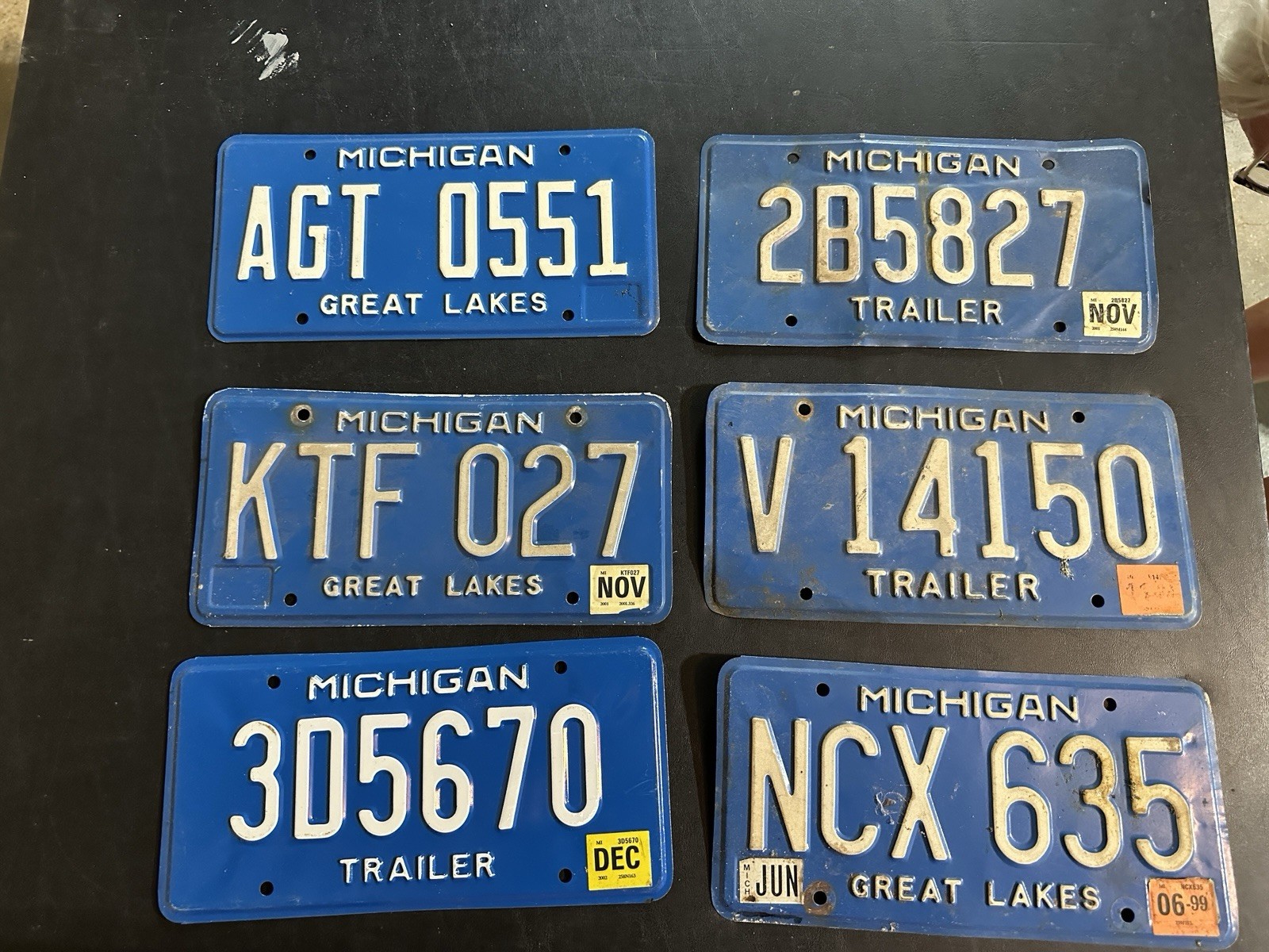 6 Vintage Michigan Blue Great Lakes License Plates Passenger Trailer Lot