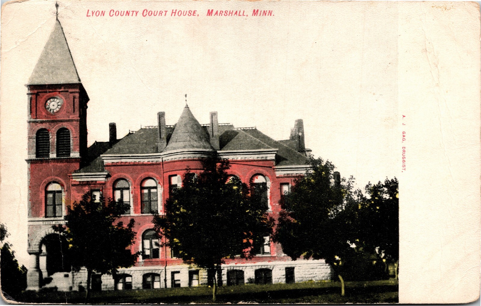 Postcard MN Lyon County Marshall Lyon County Court House Clock Tower 1912 S110 Postcard MN Lyon County Marshall Lyon County Court House Clock Tower 1912 S110