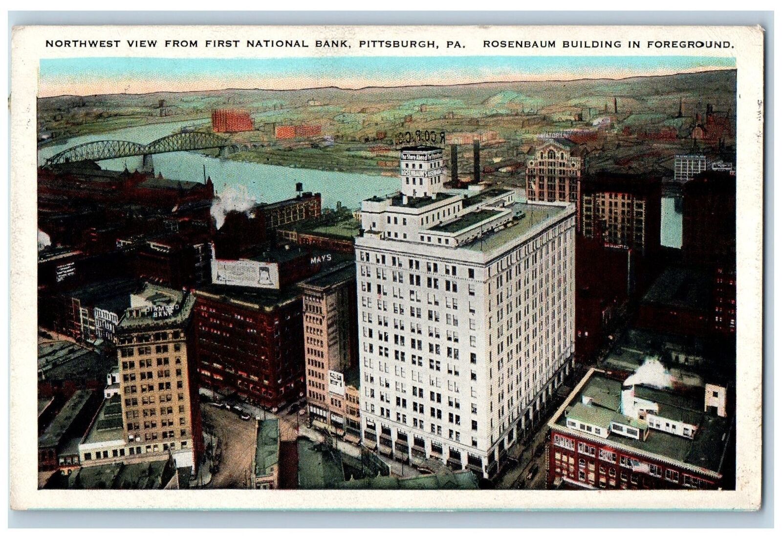 Pittsburg Pennsylvania PA Postcard Northwest From First National Bank Scene 1931