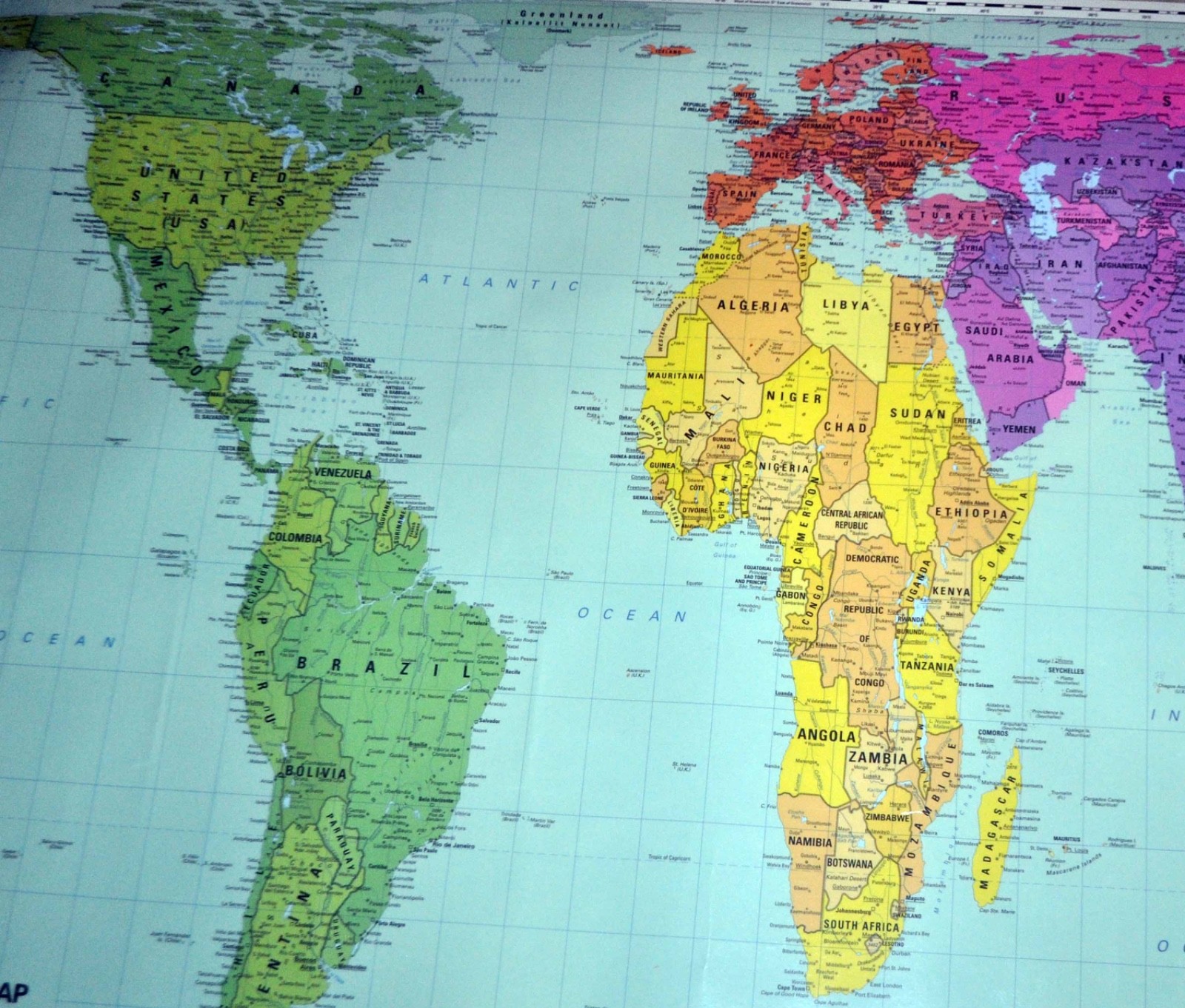 Now U.N. APPROVED. Huge EQUAL EARTH Peters Projection Map. Large Laminated 36X52