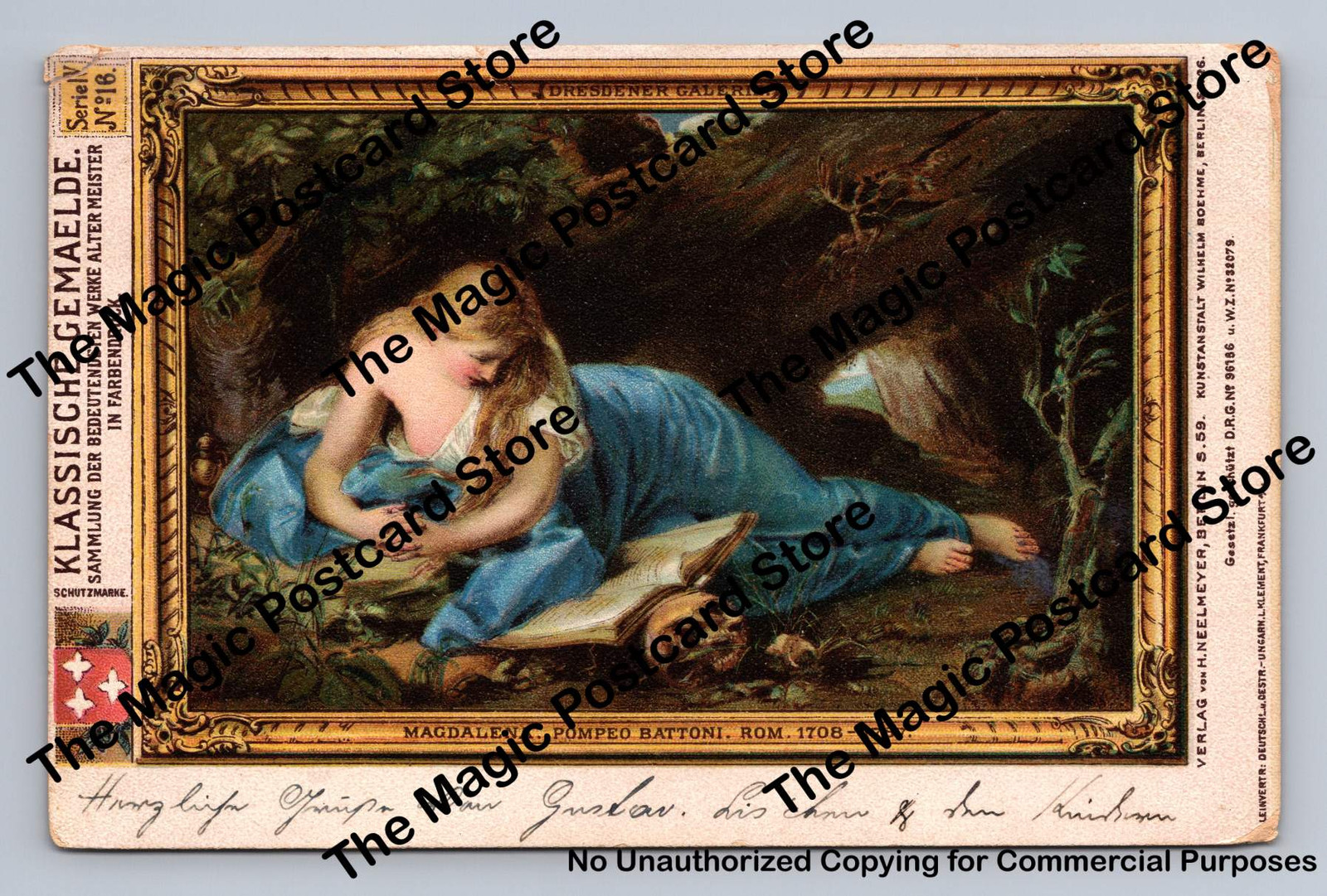 Mary Magdalene Painting Antique PC Pompeo Batoni BERLIN Germany 1900