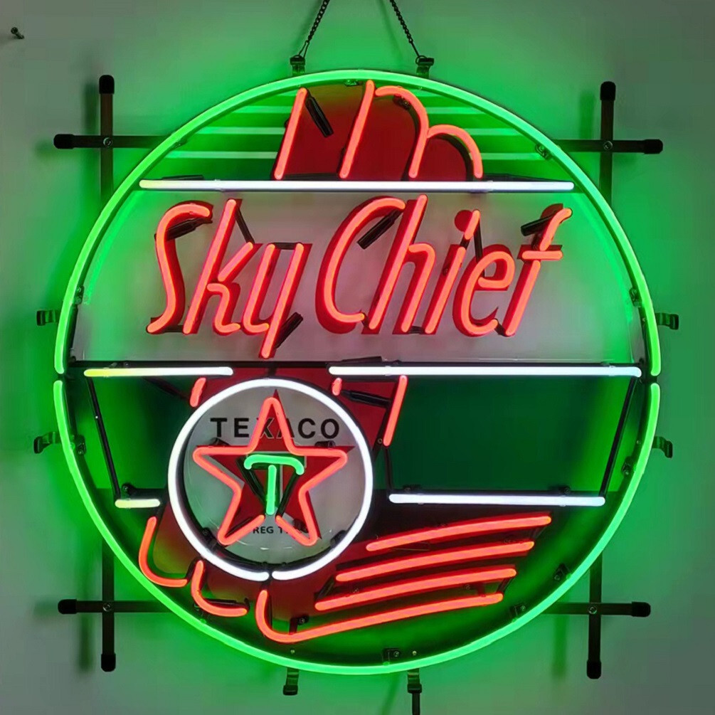 Texaco Sky Chief Gasoline Neon Light Sign Garage Gas Station Decor Gift 24