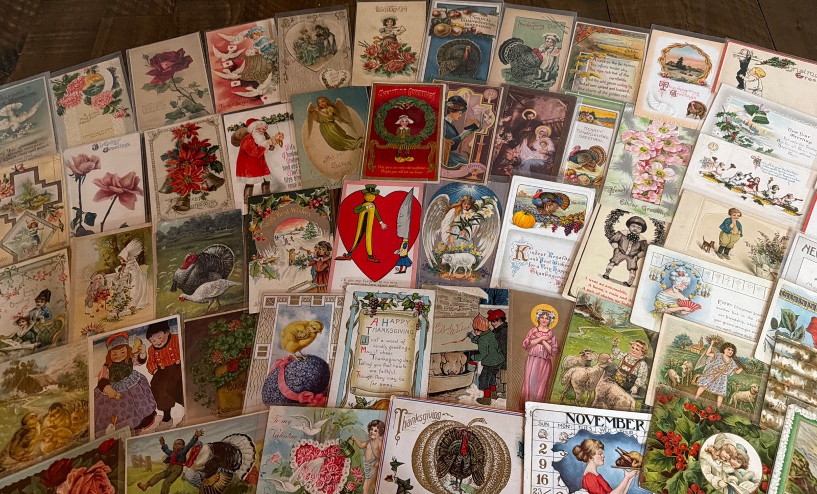 Lot of 60~Mixed~ Antique Vintage Holidays Greetings 1900's Postcards~Santa~s944 Lot of 60~Mixed~ Antique Vintage Holidays Greetings 1900's Postcards~Santa~s944