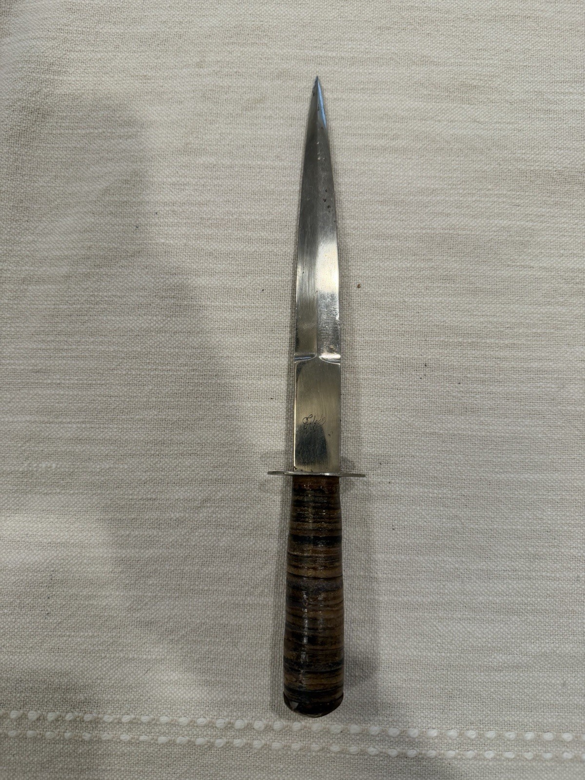 Vintage Toledo BLADE INSCRIPTION Stacked Handle Custom Letter Opener Vintage Toledo BLADE INSCRIPTION Stacked Handle Custom Letter Opener