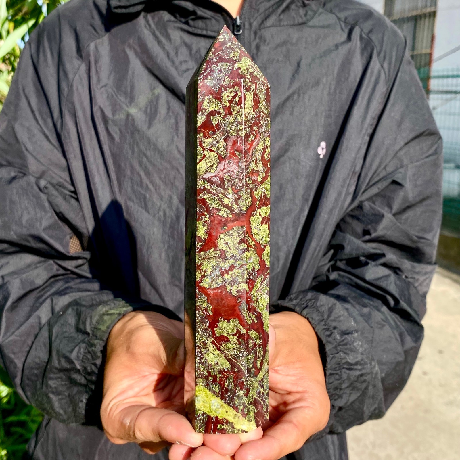 1.62LB Natural Dragon Blood Column Obelisk Crystal Column Wand Point Healing Sto