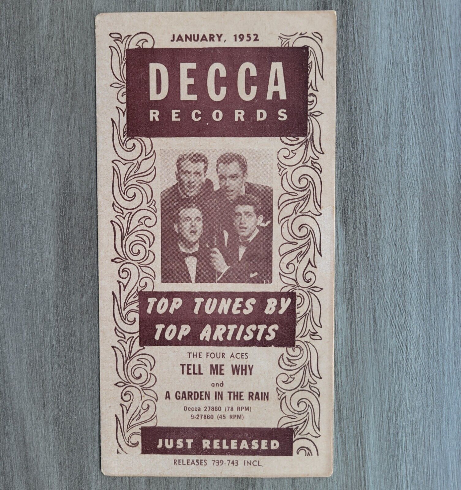 Rare Decca Records Brochures 1952 1953 Four Aces and Andrew Sisters
