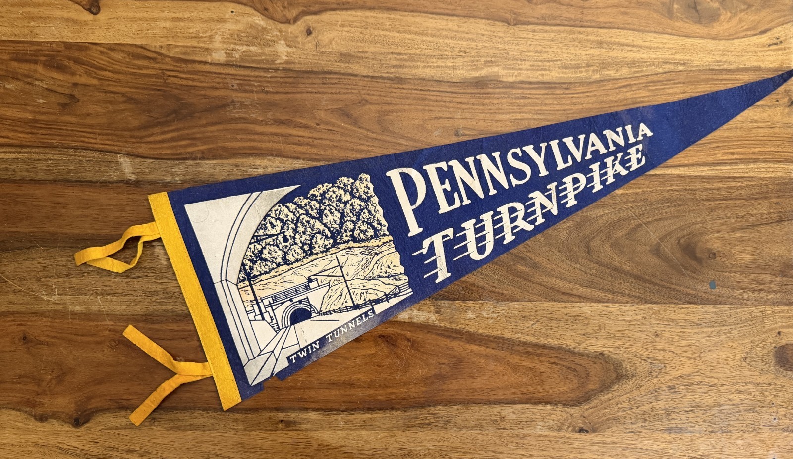2 Vintage Pennsylvania Turnpike Felt Pennants Twin Tunnels Blue & Green Map 2 Vintage Pennsylvania Turnpike Felt Pennants Twin Tunnels Blue & Green Map
