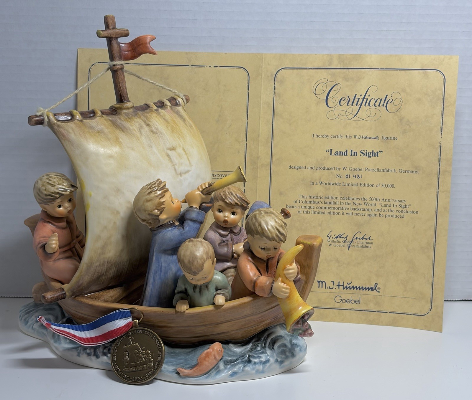 Vintage Goebel Hummel 'Land in Sight' #530 With Medal And COA *Read Description* Vintage Goebel Hummel 'Land in Sight' #530 With Medal And COA *Read Description*