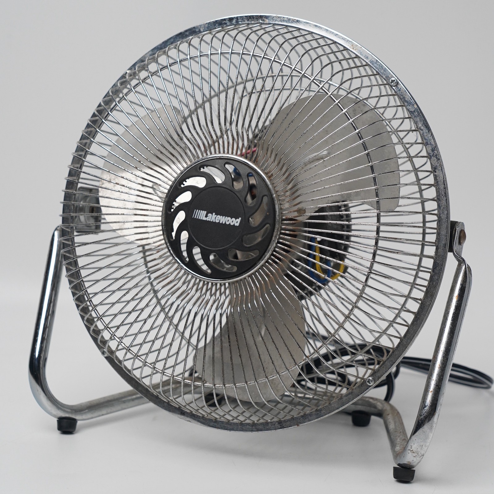 Vintage Lakewood HV-9 High Velocity Desk Fan Chrome Metal 3-Speed