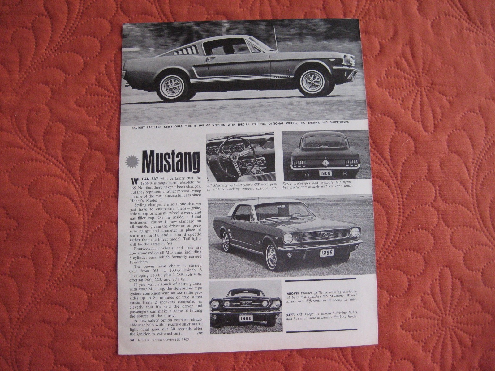 1966 FORD MUSTANG GT COUPE - ORIGINAL PRINT CAR AD - VERY GOOD CONDITION 1966 FORD MUSTANG GT COUPE - ORIGINAL PRINT CAR AD - VERY GOOD CONDITION