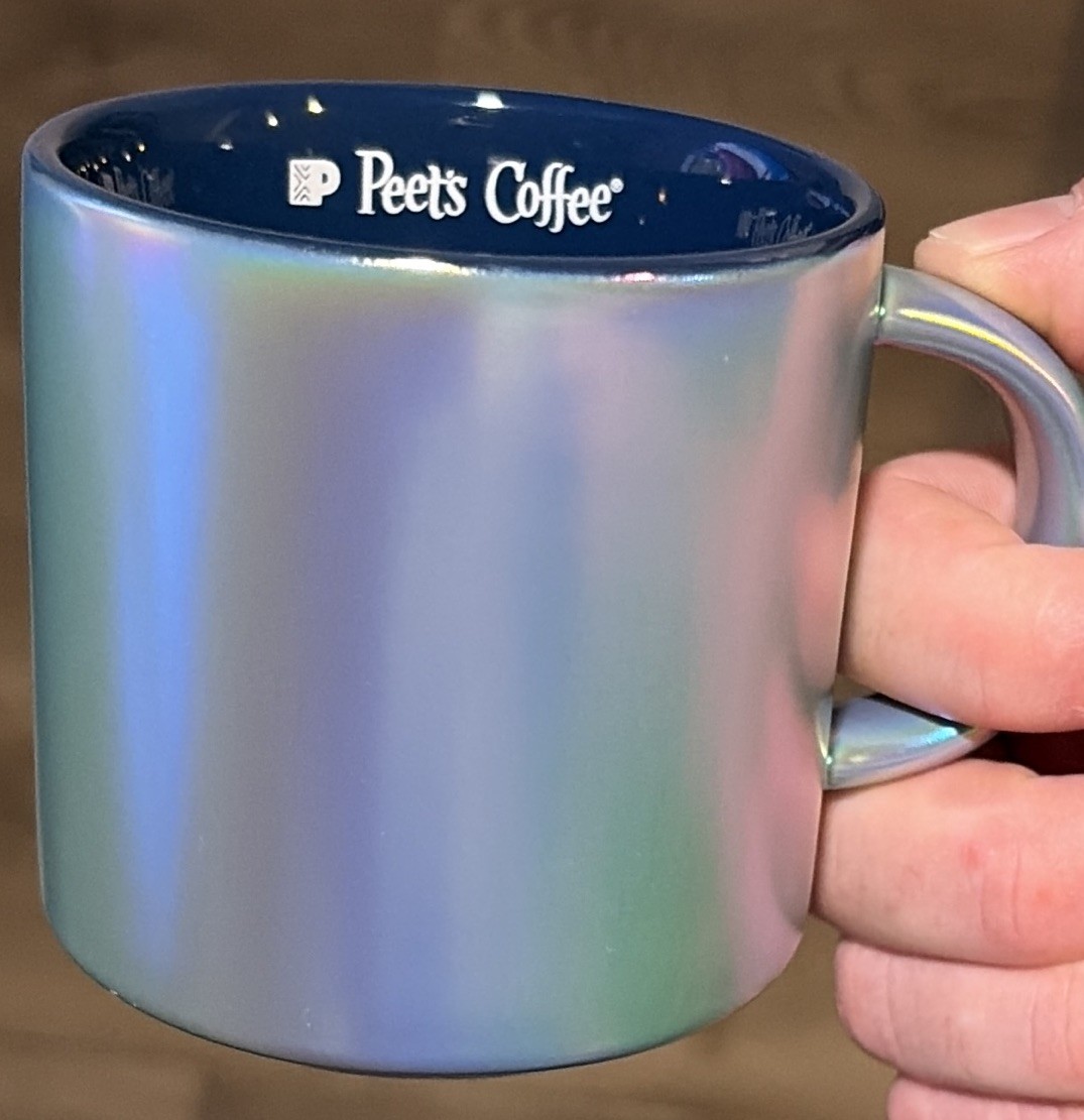 Peet’s Coffee Ceramic Coffee Cup Mug Vintage Blue Iridescent/Pearlescent Peet’s Coffee Ceramic Coffee Cup Mug Vintage Blue Iridescent/Pearlescent