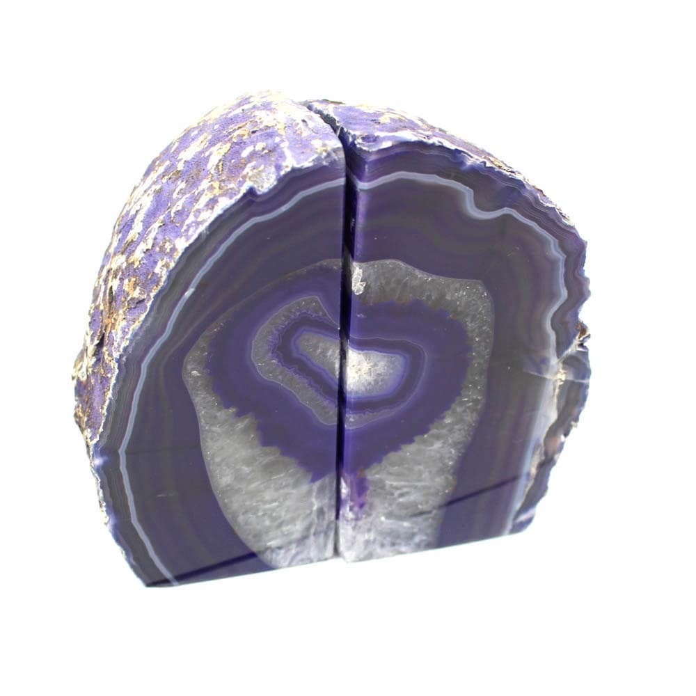 Purple Agate Geode Bookends Pair Polished Crystal Bookends  US