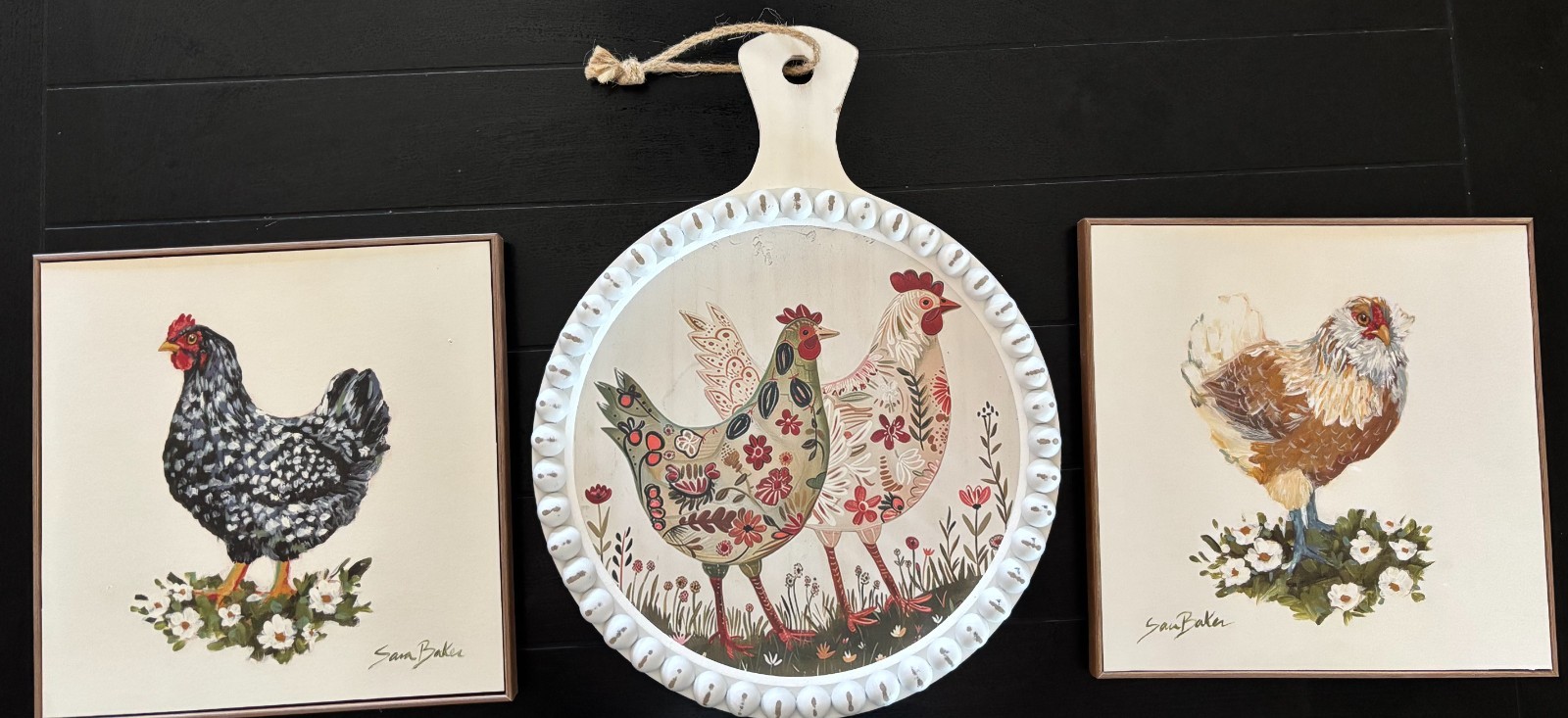 Hobby Lobby Chicken Wall Art Set of 3 Farmhouse Hen Rooster Country Decor