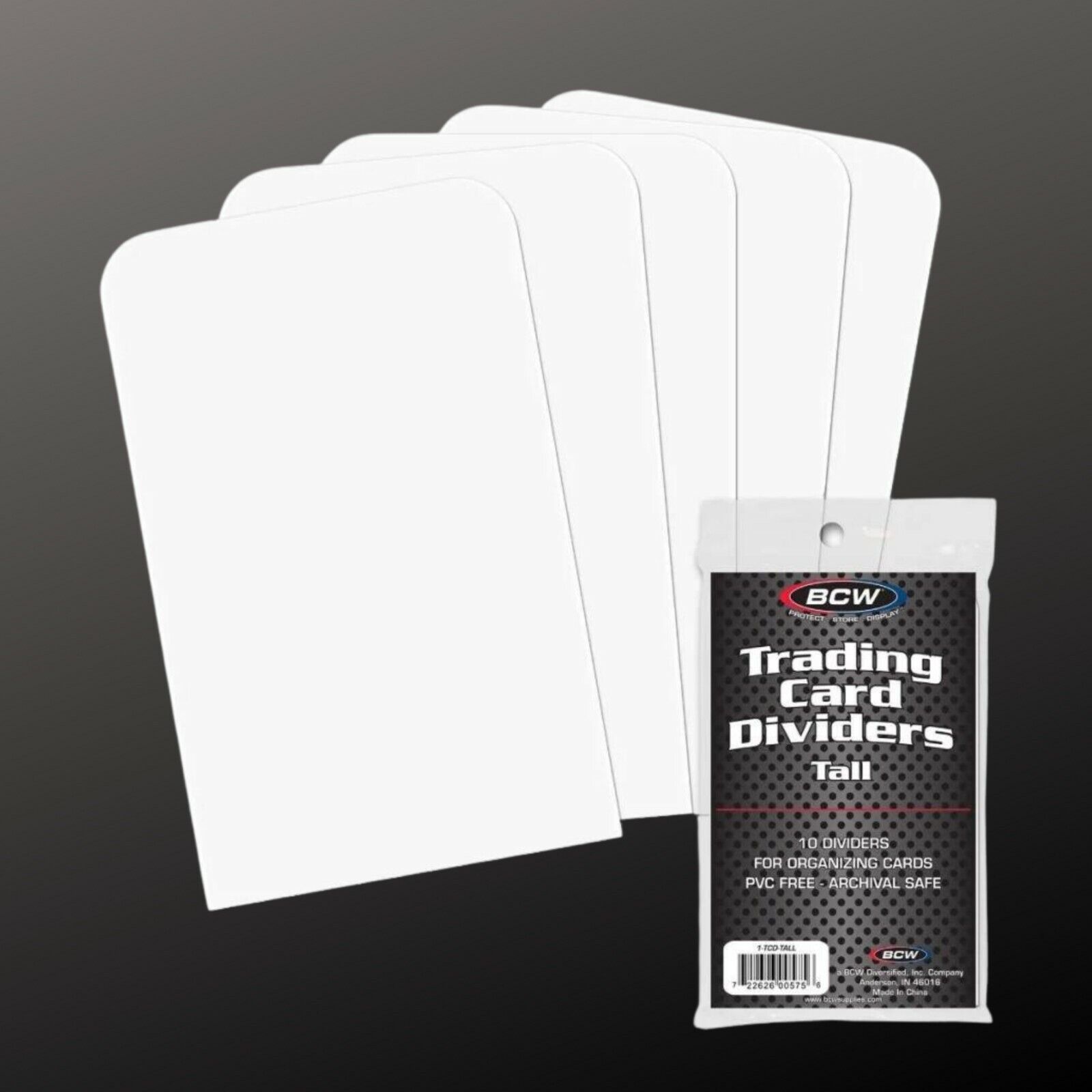 BCW TALL Trading Card Dividers (5 Packs of 10) - Brand New, Fits Above Toploader