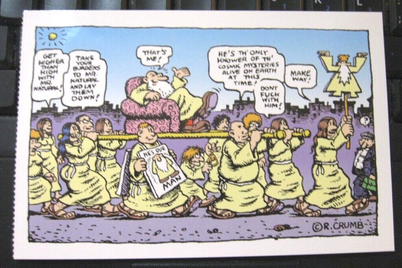 R Crumb 2002 postcard #158 Mr Natural parade Denis Kitchen R Crumb 2002 postcard #158 Mr Natural parade Denis Kitchen