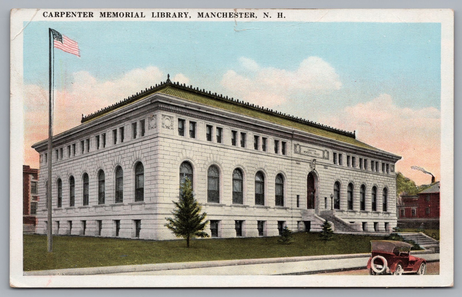 Carpenter Memorial Library Manchester NH 1915 Postcard TS-293