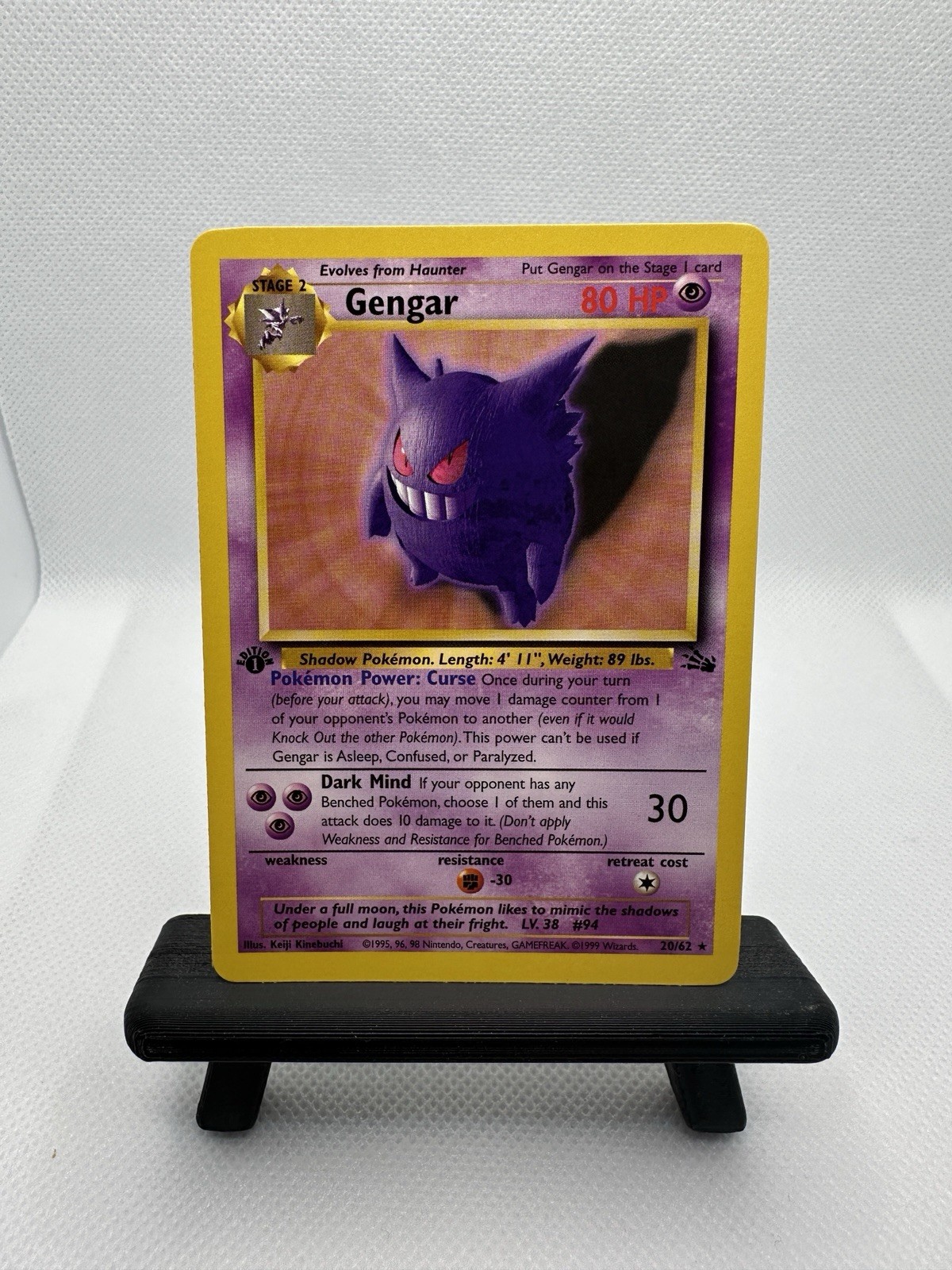 Pokemon Gengar 20/62 Fossil 1st Edition Non Holo Rare WOTC 1999 NM Pokemon Gengar 20/62 Fossil 1st Edition Non Holo Rare WOTC 1999 NM