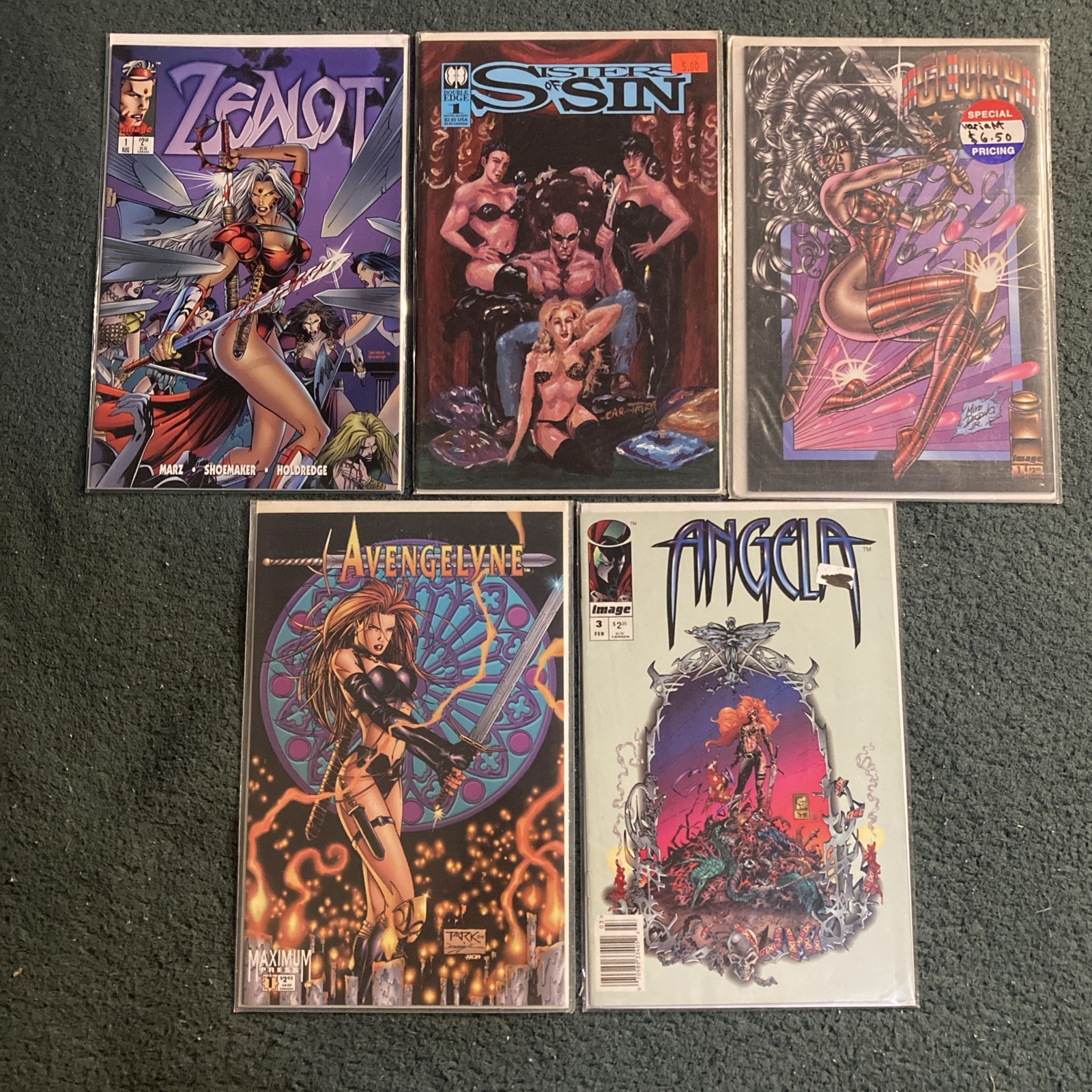 Lot Of 5 Zealot, Sisters Of Sin, Glory, Avengelyne, Angela Comics - Mixed Sets Lot Of 5 Zealot, Sisters Of Sin, Glory, Avengelyne, Angela Comics - Mixed Sets
