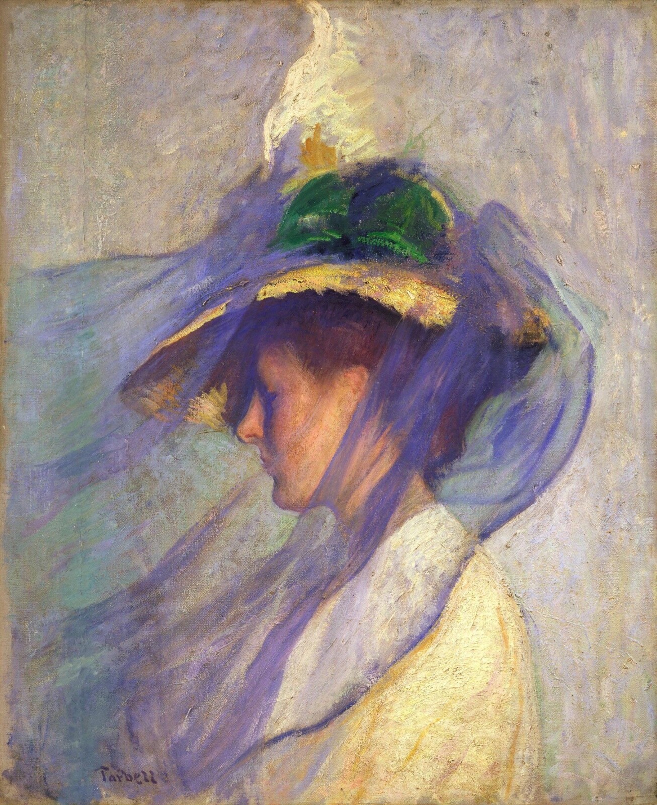 Edmund Charles Tarbell : The Blue Veil : 1898 : Archival Quality Art Print Edmund Charles Tarbell : The Blue Veil : 1898 : Archival Quality Art Print