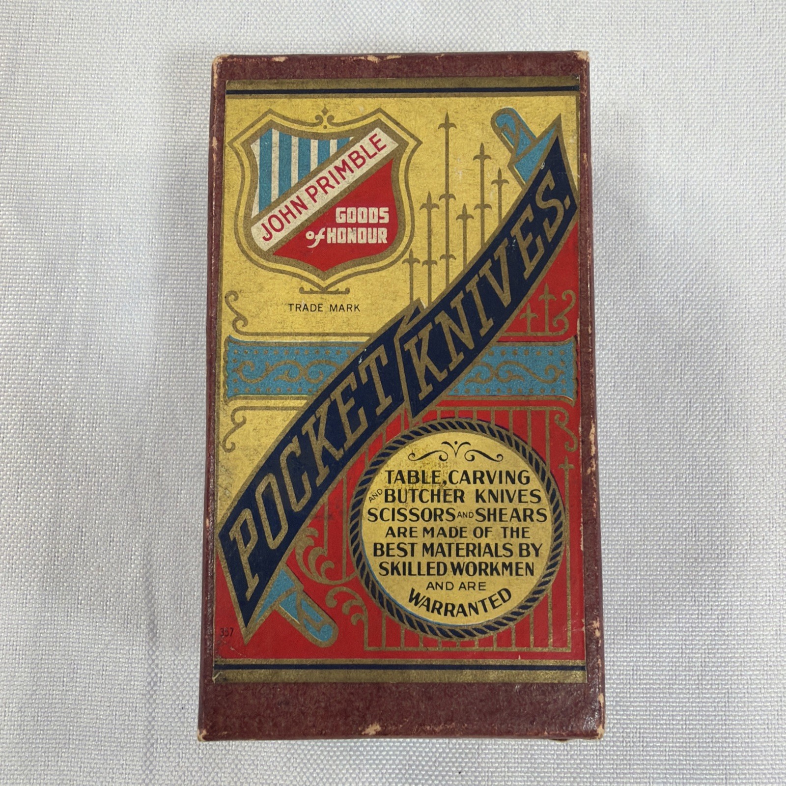 Antique John Primble Goods of Honour Pocket Knife 6 Pc Dealer Box Belknap Antique John Primble Goods of Honour Pocket Knife 6 Pc Dealer Box Belknap