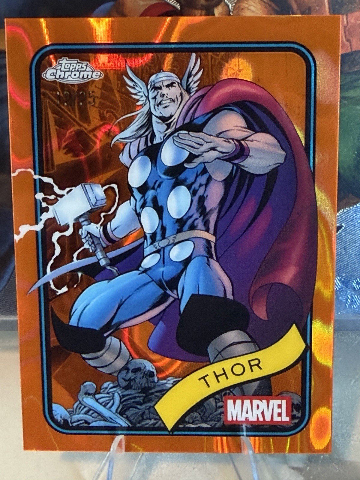 Topps 2025 Marvel Chrome Thor 12/25 True Orange Refractor Very Clean Topps 2025 Marvel Chrome Thor 12/25 True Orange Refractor Very Clean