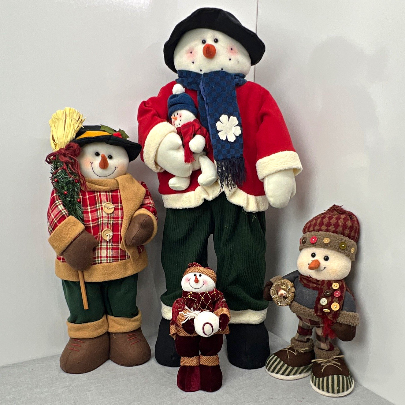 Vintage Christmas Plush Snowman Decor Lot of 4 Large 34\