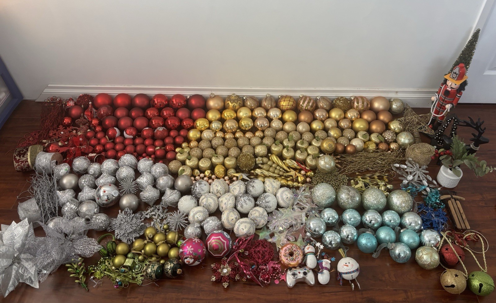 Bulk Lot of Christmas Decor Stockings Ornaments Ribbon and More Bulk Lot of Christmas Decor Stockings Ornaments Ribbon and More