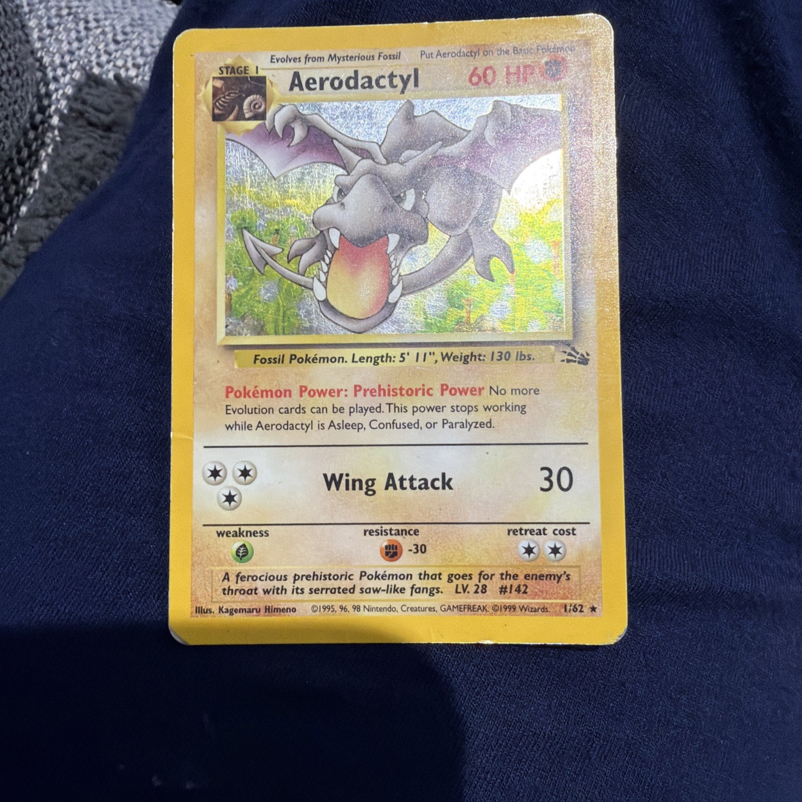 Aerodactyl 1/62 Pokemon Card TCG Fossil Unlimited Holo Rare Card Aerodactyl 1/62 Pokemon Card TCG Fossil Unlimited Holo Rare Card