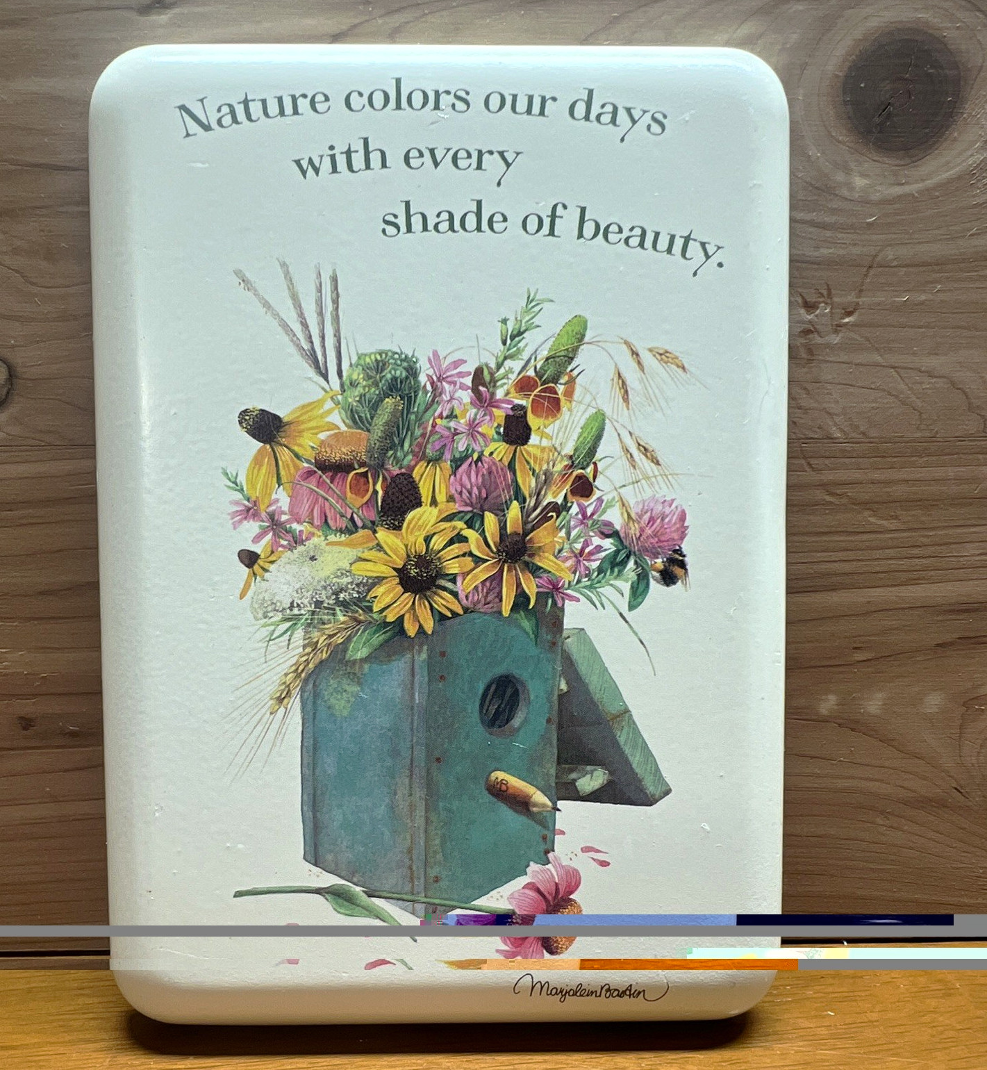 Hallmark Marjolein Bastin Tin Picture With Wooden Box of Flowers Hallmark Marjolein Bastin Tin Picture With Wooden Box of Flowers