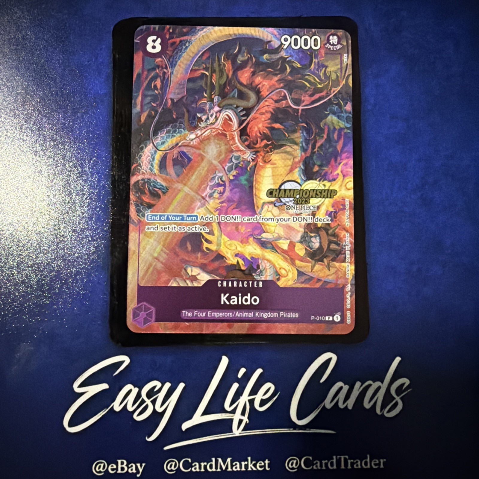 P-010 Kaido CS 2023 Celebration Championship Stamp One Piece TCG English Card P-010 Kaido CS 2023 Celebration Championship Stamp One Piece TCG English Card
