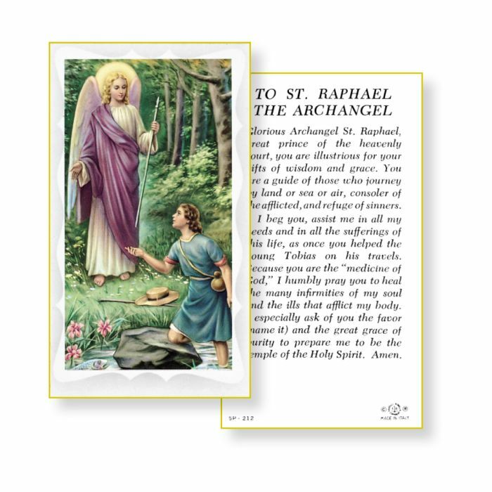 Saint Raphael the Archangel with Prayer to St. Raphael - Paperstock Holy Card Saint Raphael the Archangel with Prayer to St. Raphael - Paperstock Holy Card