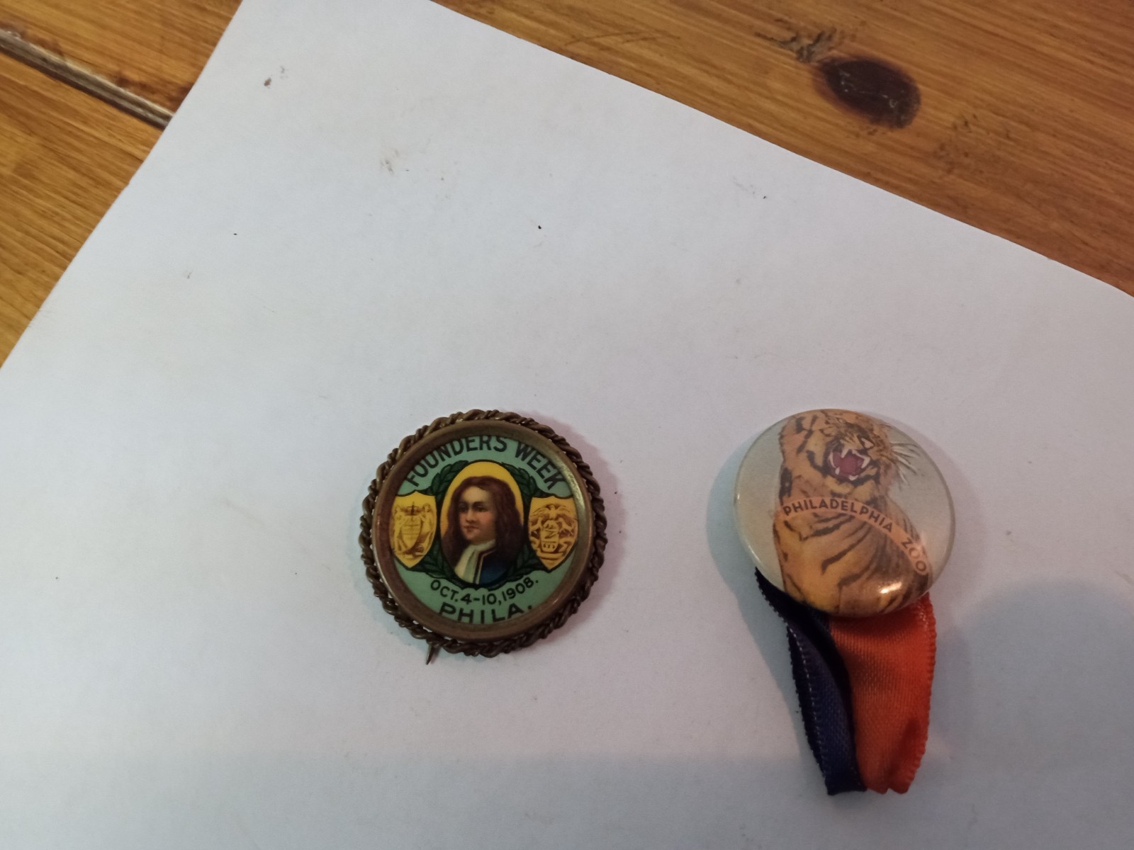 1908 Philadelphia Founders Pin and Philadelphia Zoo Pin 1908 Philadelphia Founders Pin and Philadelphia Zoo Pin