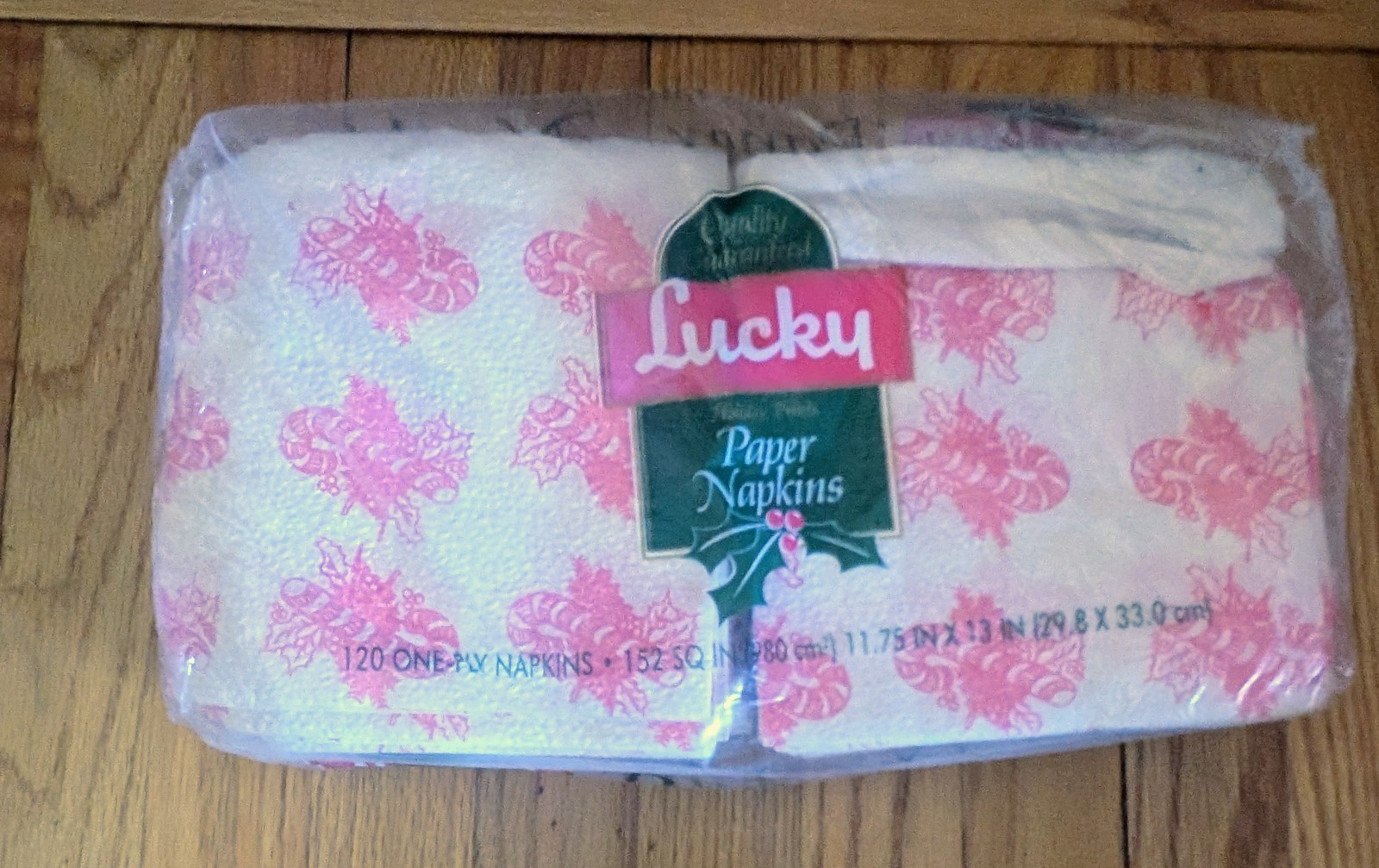 NOS Vintage Christmas Paper Napkins Lucky Candy Cane 120Ct NOS Vintage Christmas Paper Napkins Lucky Candy Cane 120Ct