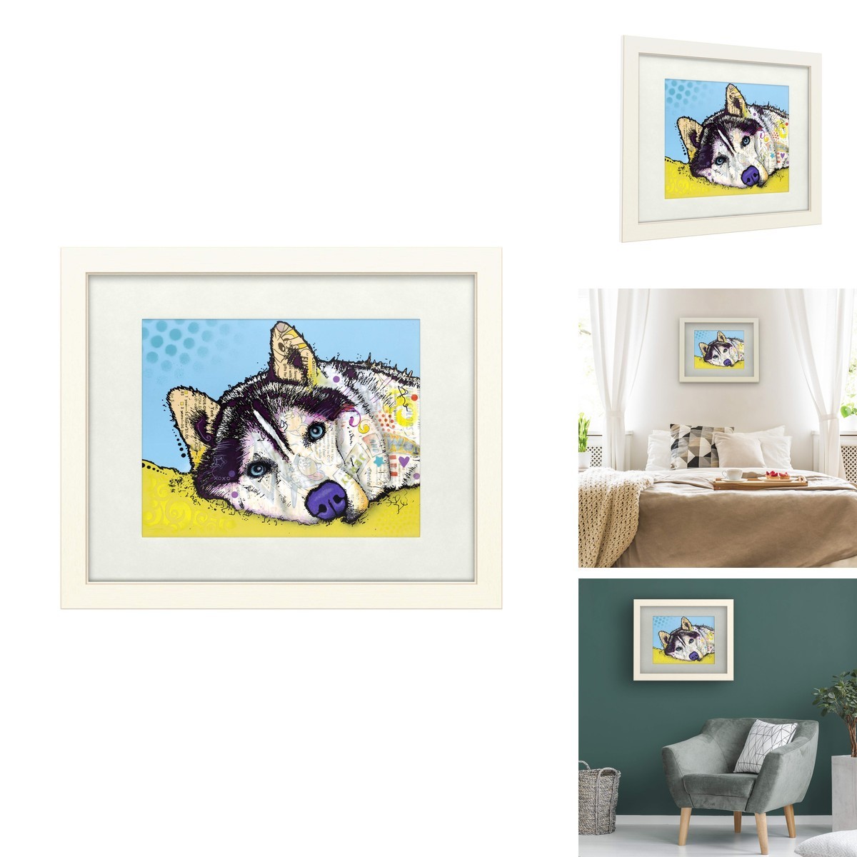Trademark Fine Art Siberian Husky II White Matted White Frame Dean Russo 16x20 Trademark Fine Art Siberian Husky II White Matted White Frame Dean Russo 16x20