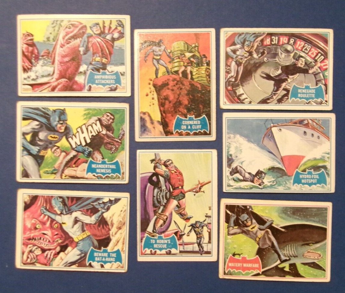 8 TOPPS 1966 BATMAN CARDS BLUE BAT COMIC BOOK HERO ACTION FIGURE COLORFUL CRAFTS