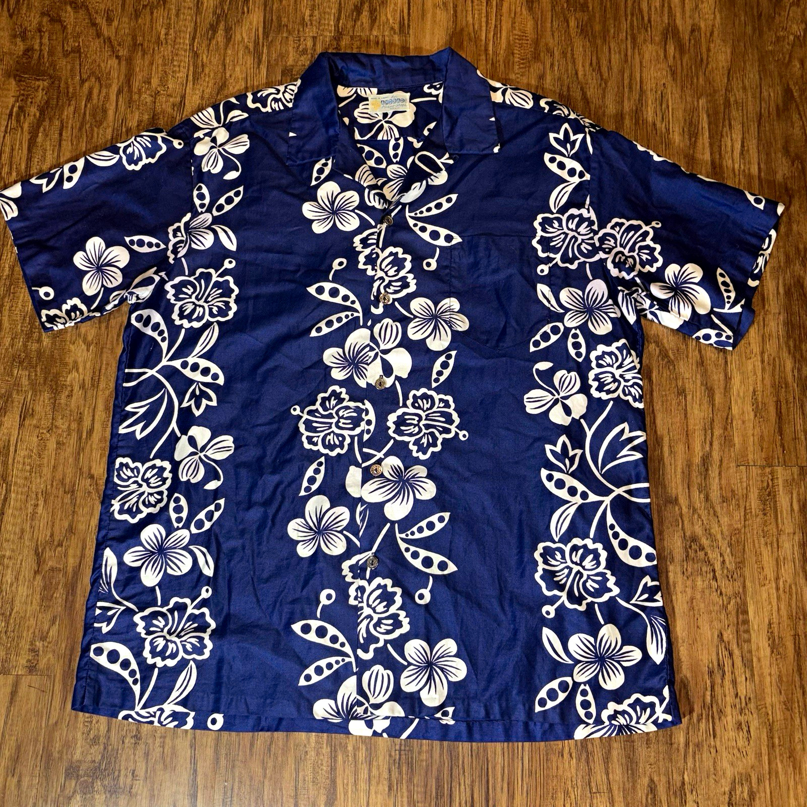 Vintage 60s 70s Andrade Waikiki Hawaiian Shirt Loop Collar Metal Buttons L Vintage 60s 70s Andrade Waikiki Hawaiian Shirt Loop Collar Metal Buttons L