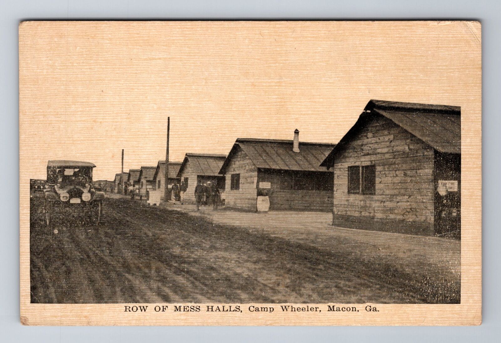 Macon GA-Georgia, Camp Wheeler, Row of Mess Halls, Antique Vintage Postcard