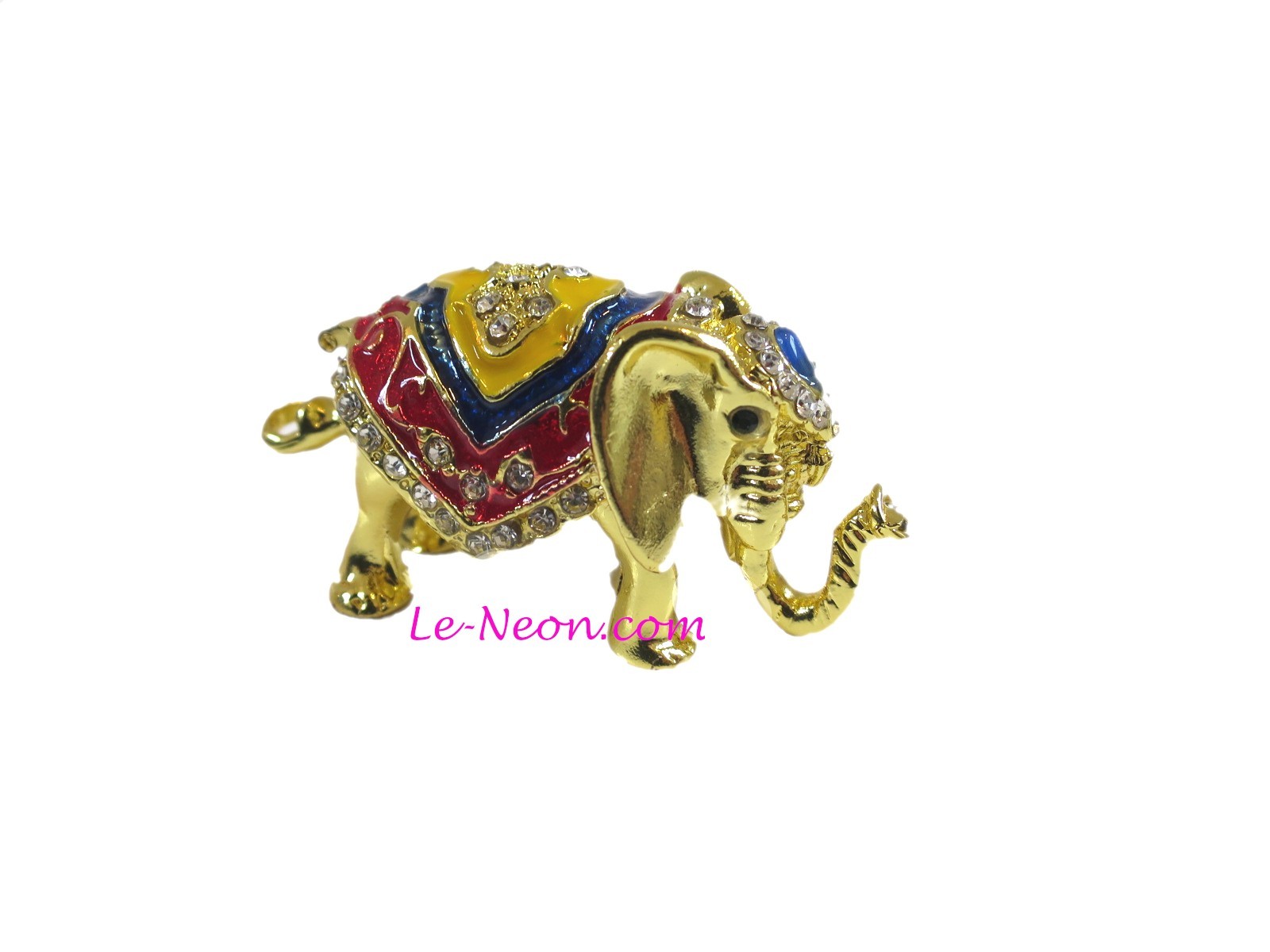 Bejeweled Little Tiny Teeny Elephant Hinged Metal Enameled Crystal Trinket Box Bejeweled Little Tiny Teeny Elephant Hinged Metal Enameled Crystal Trinket Box