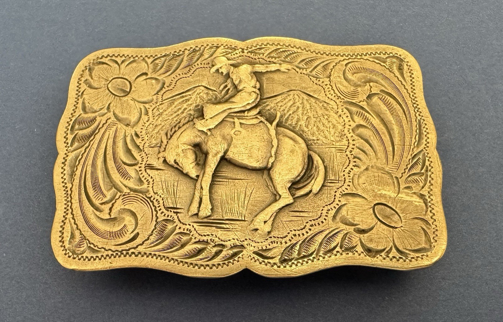Vintage JR Rowell Saddle Co Sterling Silver Belt Buckle Bronc Western Hayward CA Vintage JR Rowell Saddle Co Sterling Silver Belt Buckle Bronc Western Hayward CA