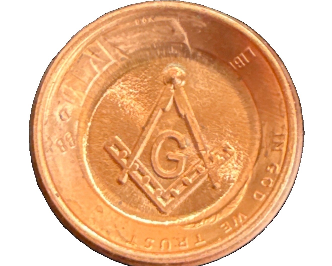 1987 Masonic One Cent Penny With Mason’s Trowel On The Reverse 1987 Masonic One Cent Penny With Mason’s Trowel On The Reverse