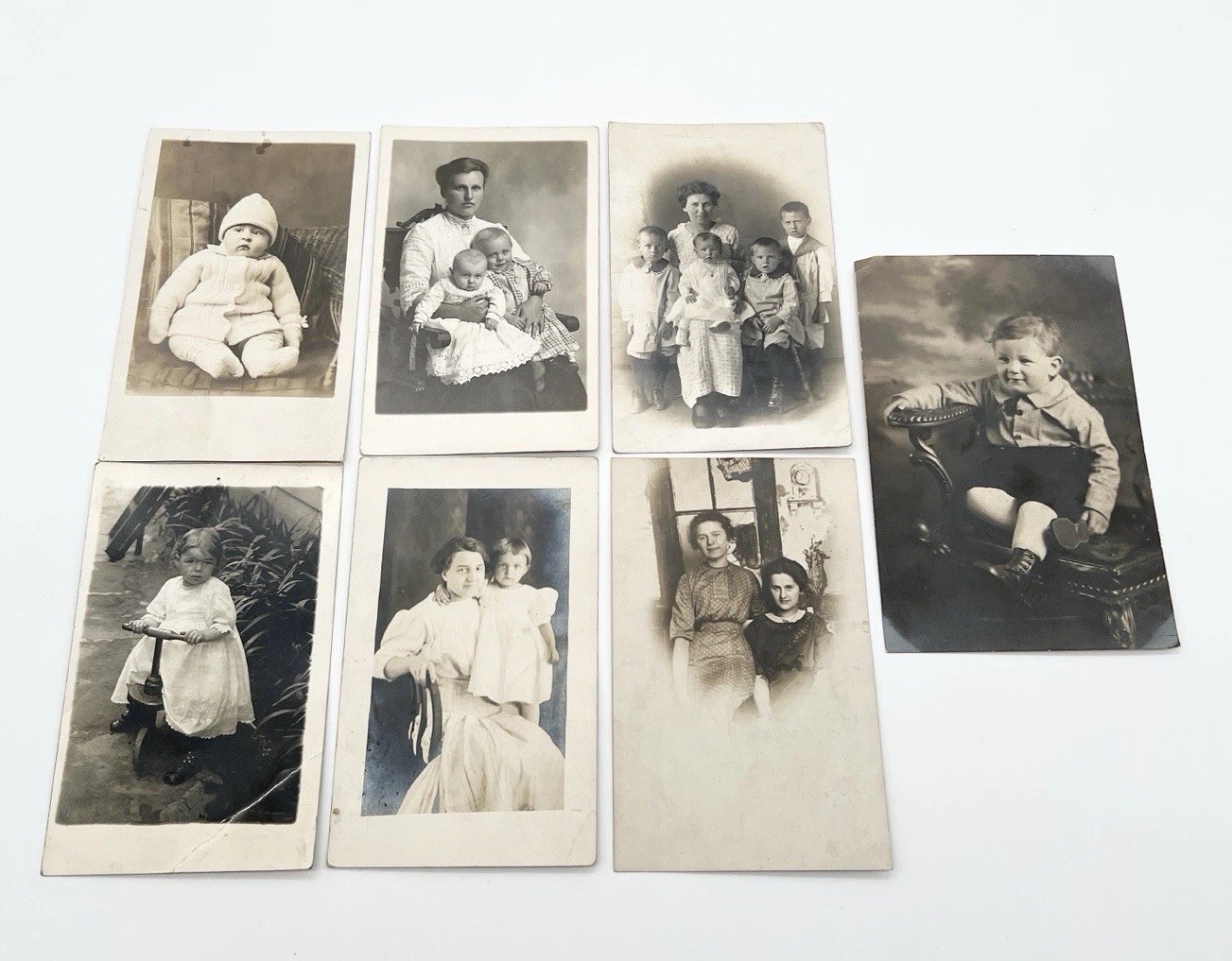 Antique RPPC Photo Postcard Lot Family Children Mother Portraits Early 1900s