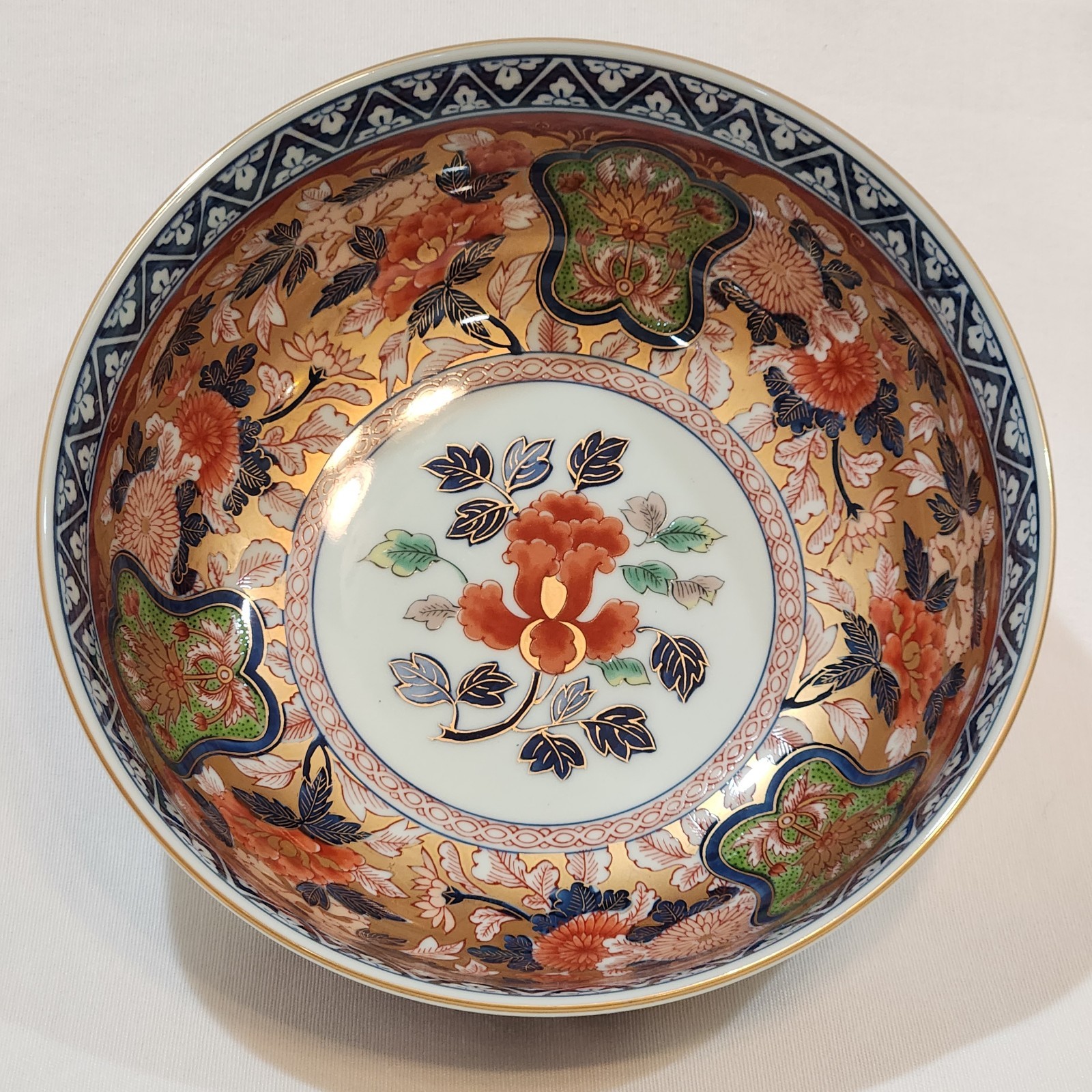 Vintage Japanese Imari Arita Bowl Kisen Showa Gold Floral Porcelain 8