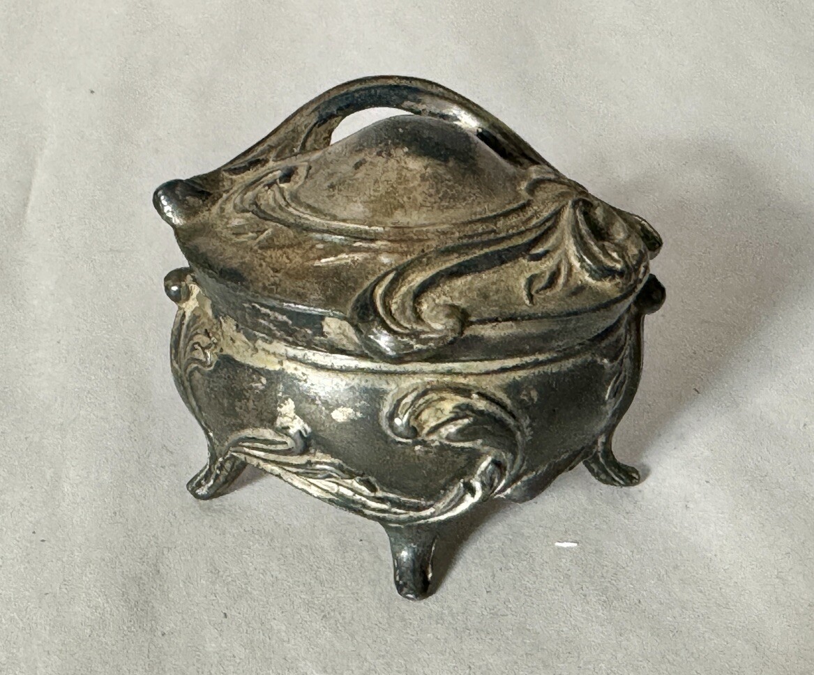 Small Antique Art Nouveau Jewel Casket Jewelry Box Small Antique Art Nouveau Jewel Casket Jewelry Box