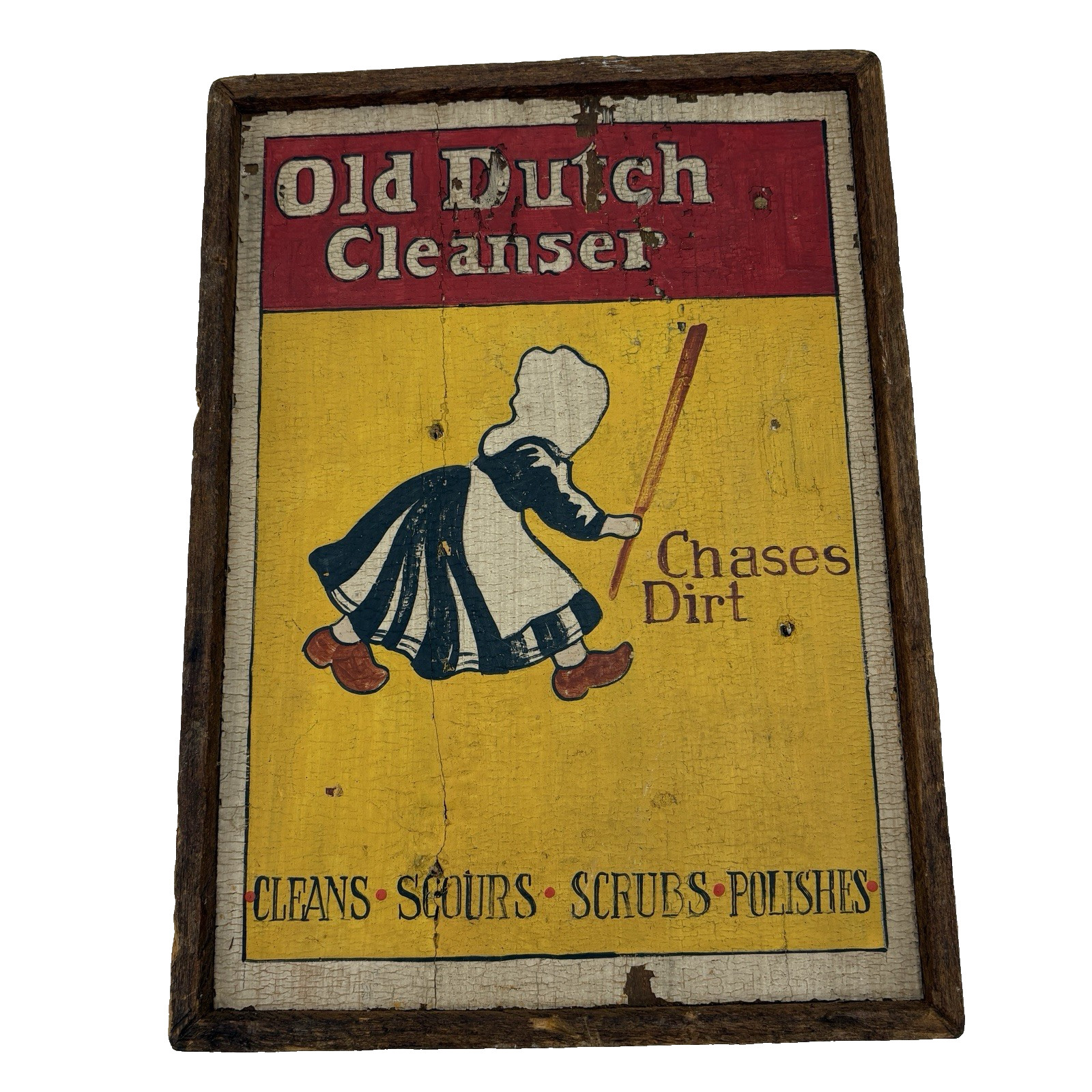 Vintage Old Dutch Cleanser Sign Wooden Hand Painted Laundry Room Decor Vintage Old Dutch Cleanser Sign Wooden Hand Painted Laundry Room Decor